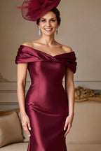 Mermaid Off the Shoulder Cap Sleeve Backless Floor-Length Mother of the Bride Dress