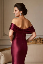 Mermaid Off the Shoulder Cap Sleeve Backless Floor-Length Mother of the Bride Dress