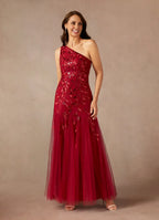 Mermaid One-Shoulder Sleeveless Side Zip Floor-Length Mother of the Bride Dress