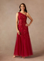 Mermaid One-Shoulder Sleeveless Side Zip Floor-Length Mother of the Bride Dress