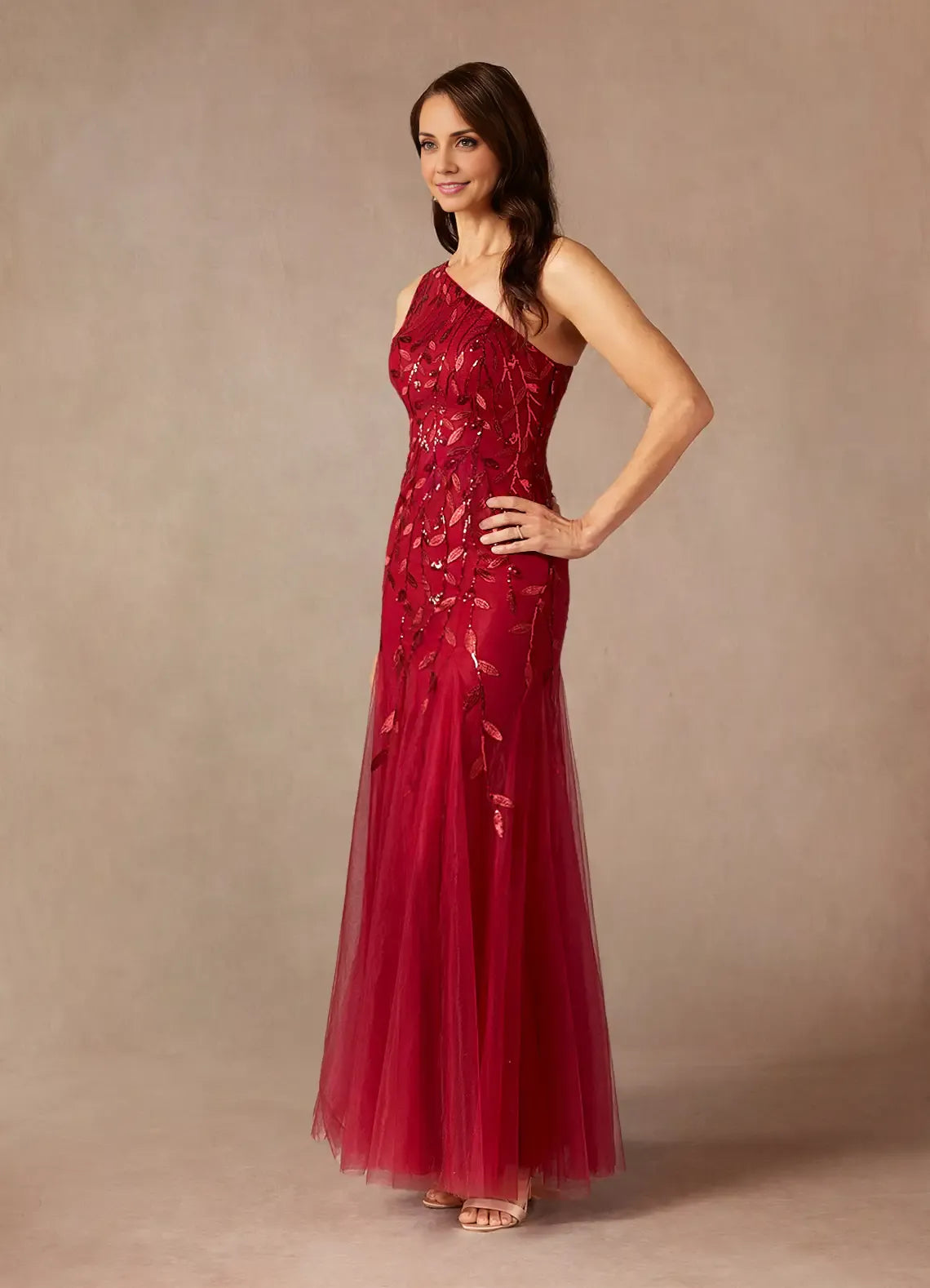 Mermaid One-Shoulder Sleeveless Side Zip Floor-Length Mother of the Bride Dress