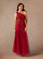 Mermaid One-Shoulder Sleeveless Side Zip Floor-Length Mother of the Bride Dress