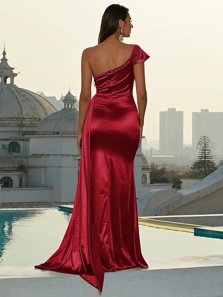 Mermaid One Shoulder Sleeveless Backless Floor-Length Prom Dress
