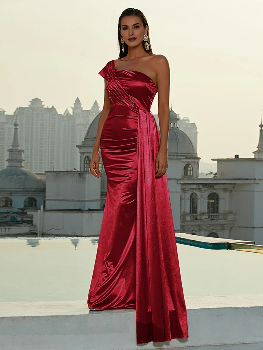 Mermaid One Shoulder Sleeveless Backless Floor-Length Prom Dress