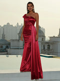 Mermaid One Shoulder Sleeveless Backless Floor-Length Prom Dress