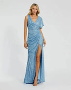 Mermaid Plunge Neck Sleeveless Backless Sweep/Brush Train Prom Dress