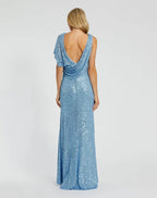 Mermaid Plunge Neck Sleeveless Backless Sweep/Brush Train Prom Dress