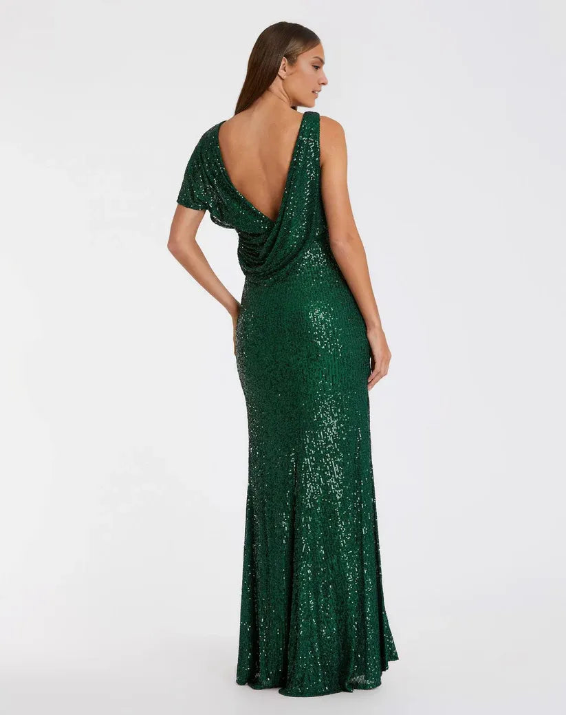 Mermaid Plunge Neck Sleeveless Backless Sweep/Brush Train Prom Dress