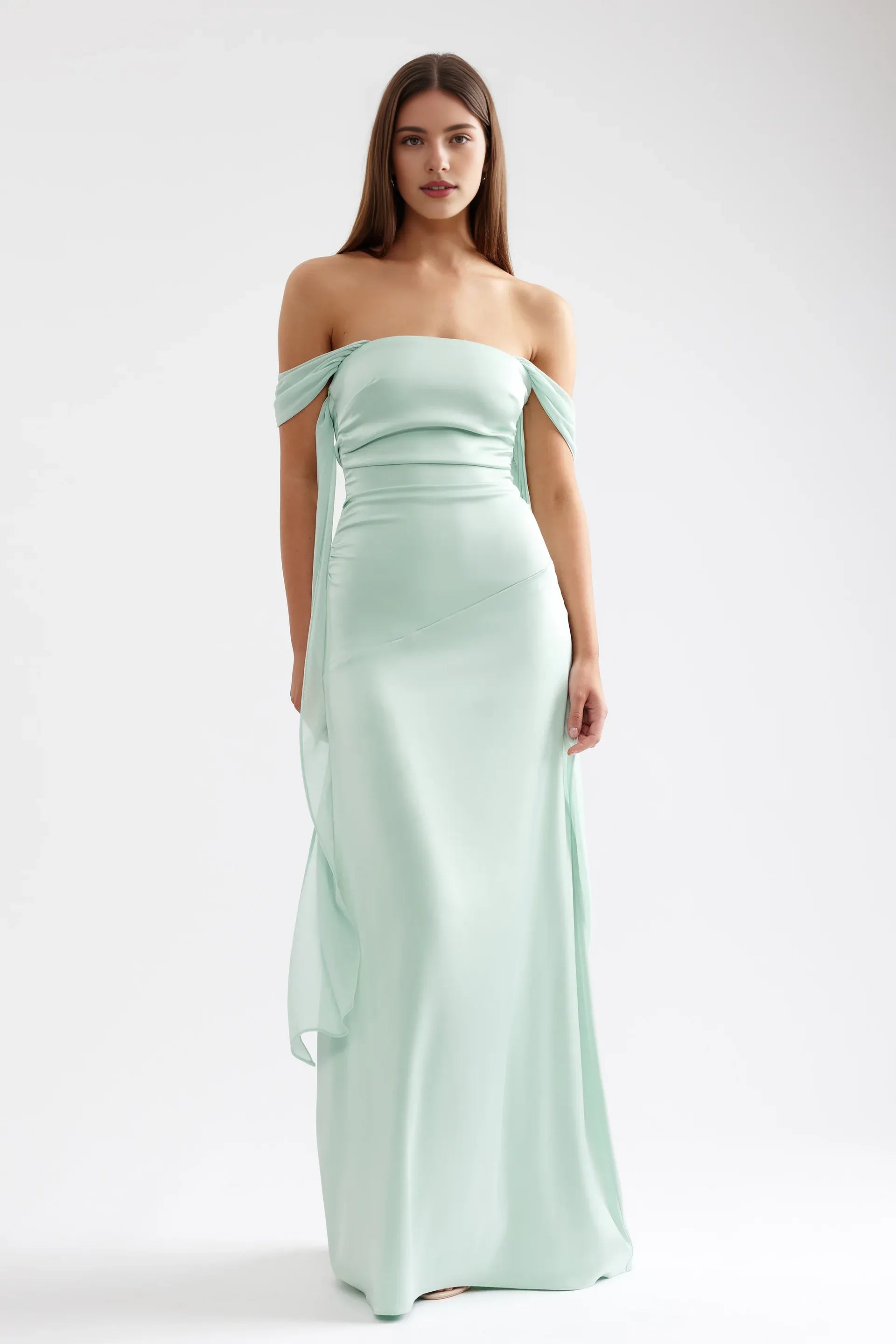 Mermaid/Trumpet Off the Shoulder Sleeveless Backless Floor-Length Prom Dress