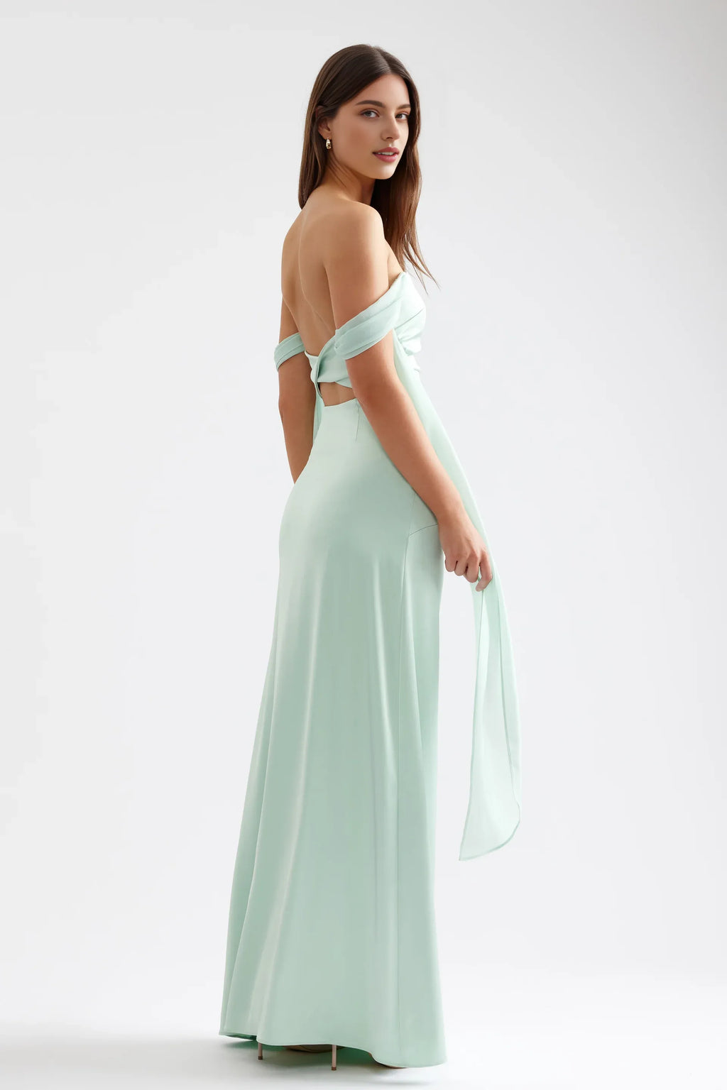 Mermaid/Trumpet Off the Shoulder Sleeveless Backless Floor-Length Prom Dress