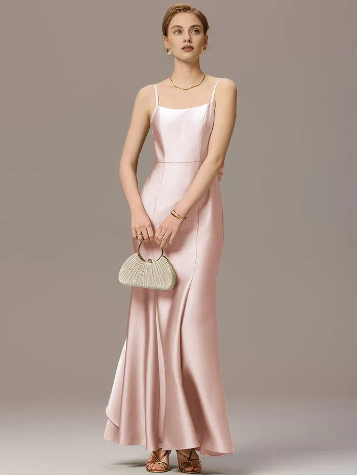 Mermaid/Trumpet Spaghetti Straps Sleeveless Backless Floor-Length Prom Dress