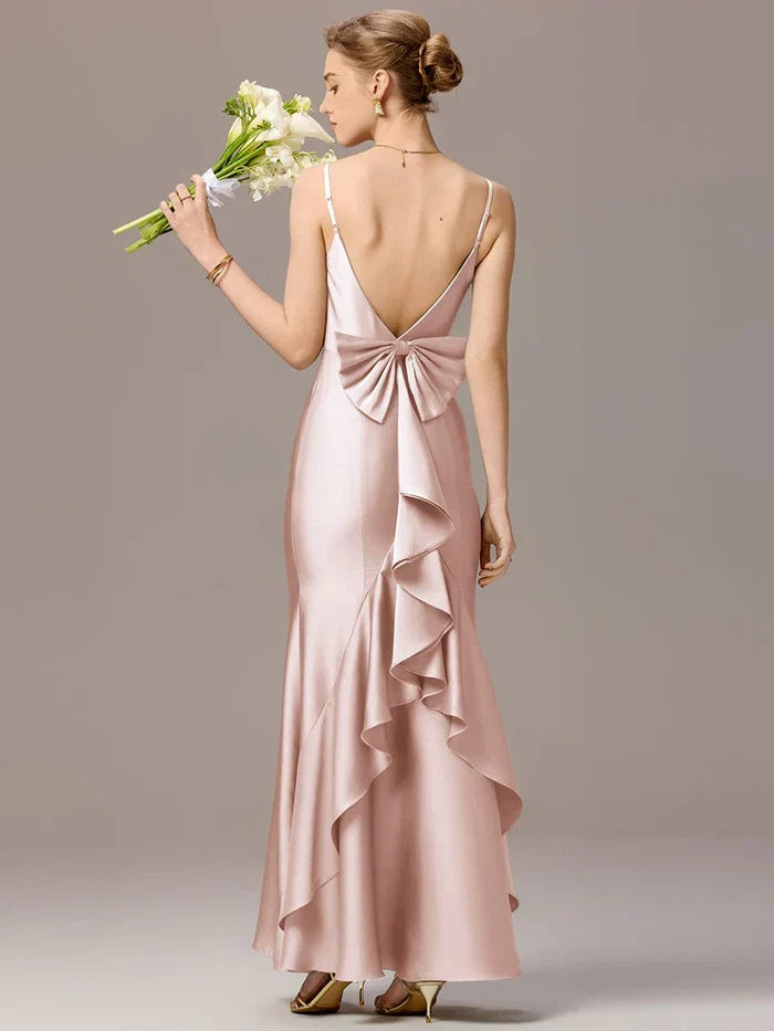 Mermaid/Trumpet Spaghetti Straps Sleeveless Backless Floor-Length Prom Dress