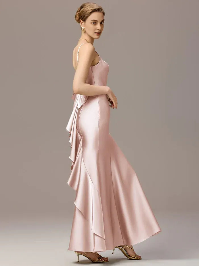 Mermaid/Trumpet Spaghetti Straps Sleeveless Backless Floor-Length Prom Dress