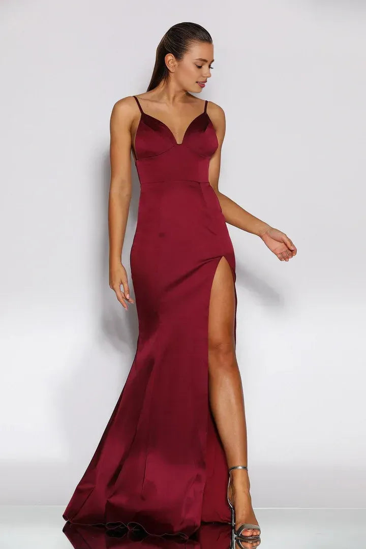 Mermaid/Trumpet V Neck Sleeveless Sweep/Brush Train Prom Dress