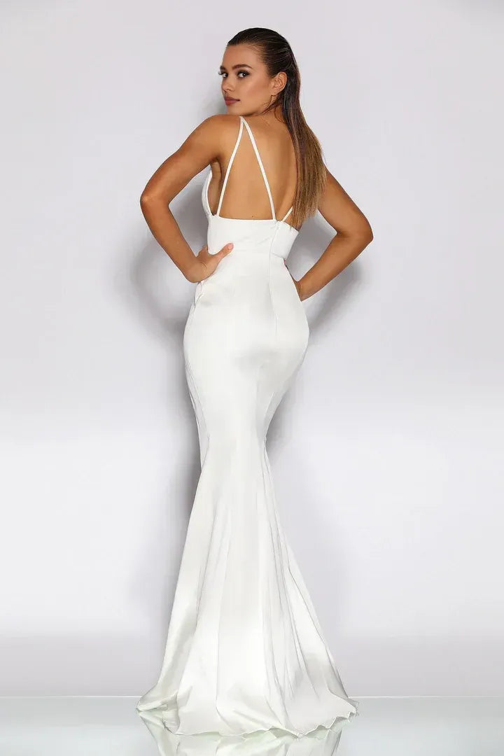 Mermaid/Trumpet V Neck Sleeveless Sweep/Brush Train Prom Dress