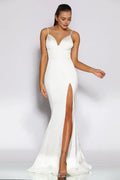 Mermaid/Trumpet V Neck Sleeveless Sweep/Brush Train Prom Dress