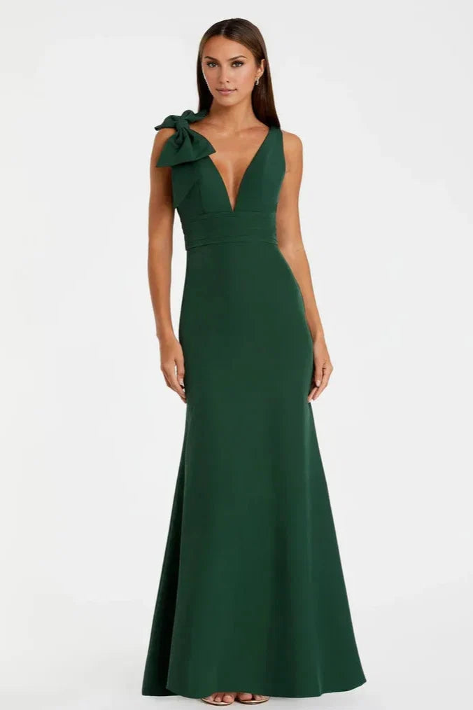 Mermaid/Trumpet V Neck Sleeveless V Back Floor-Length Prom Dress