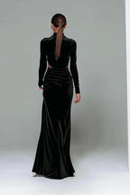 Sheath/Column High Neck Long Sleeves Floor-Length Evening Dress