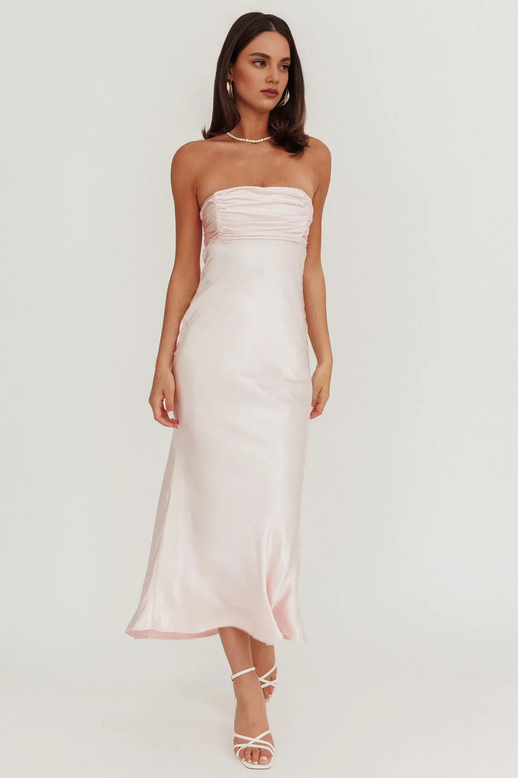 Sheath/Column Strapless Neck Sleeveless Up Ankle-Length Prom Dress