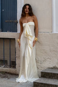 Sheath/Column Strapless Sleeveless Slit Sweep Train Party Dress