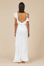 Sheath/Column U Neck Sleeveless Ruffles Floor-Length Prom Dress