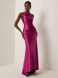 Sheath Halter Neck Sleeveless Up Floor-Length Evening Dress
