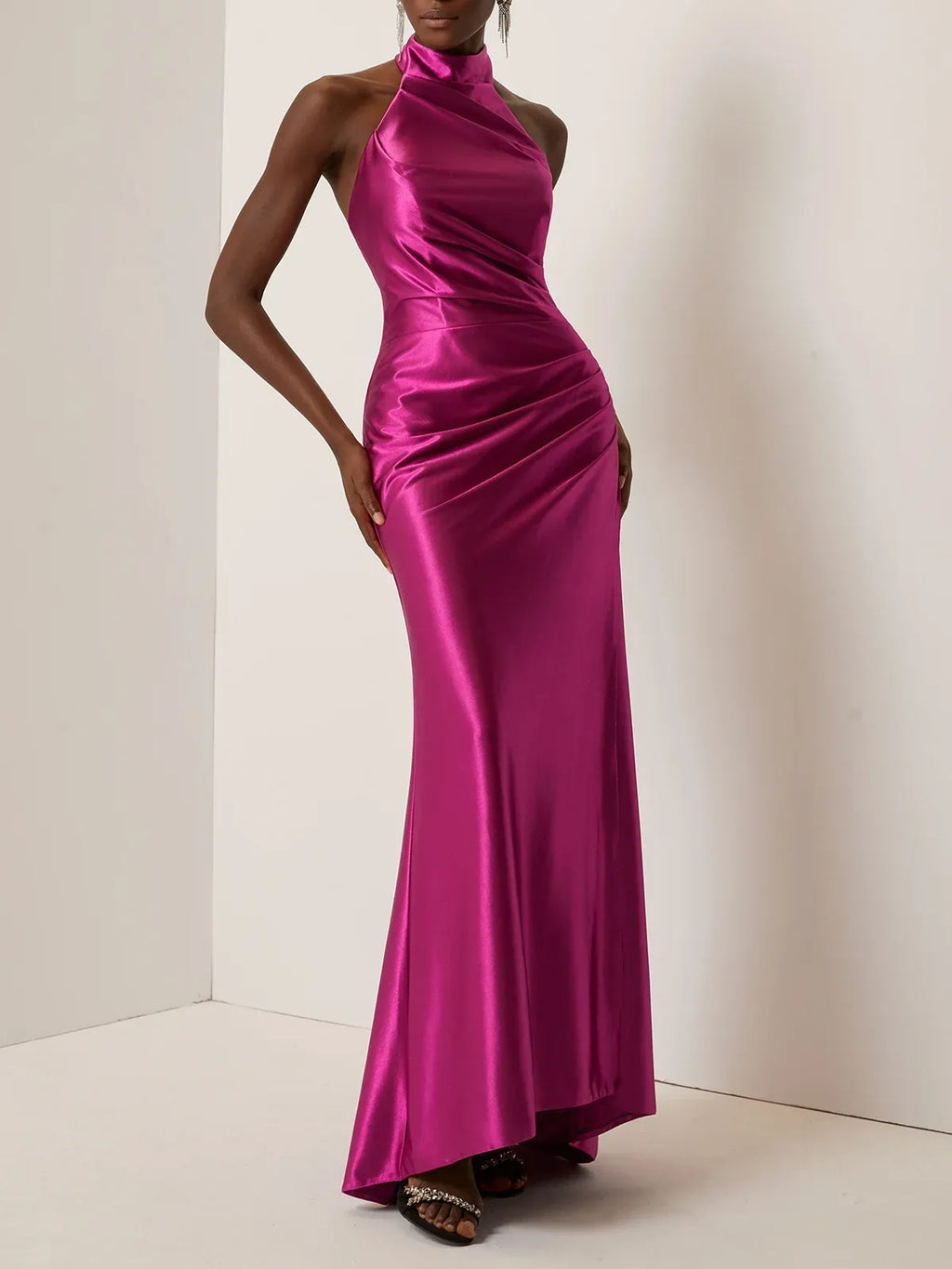 Sheath Halter Neck Sleeveless Up Floor-Length Evening Dress