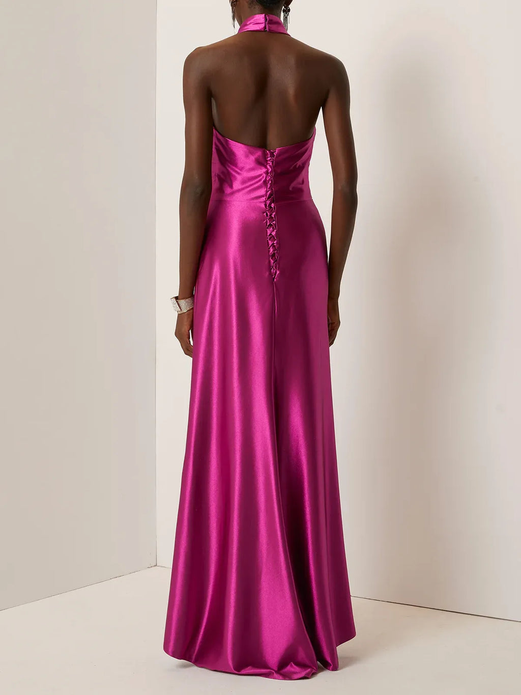 Sheath Halter Neck Sleeveless Up Floor-Length Evening Dress