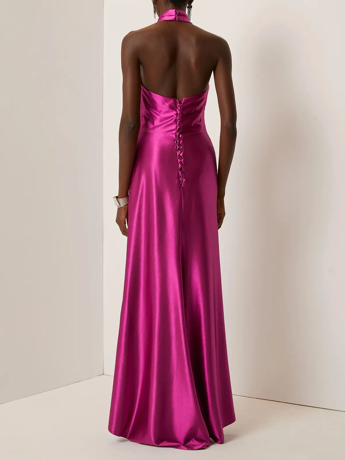 Sheath Halter Neck Sleeveless Up Floor-Length Evening Dress