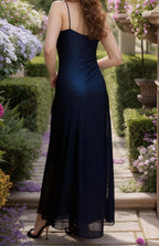 Mermaid Prom Dress Navy Blue With Beaded Spaghetti Strap V Neck Floor Length Ruched Bodice Elegant Gown For Prom Night