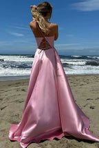 Spaghetti Strap Lace-up Back Maxi Prom Dress