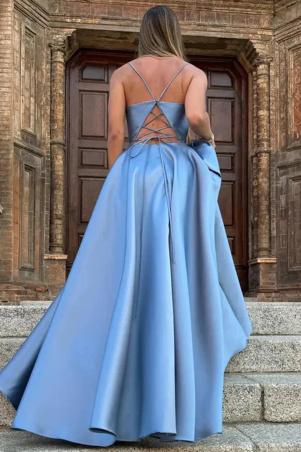 Spaghetti Strap Lace-up Back Maxi Prom Dress