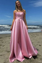 Spaghetti Strap Lace-up Back Maxi Prom Dress