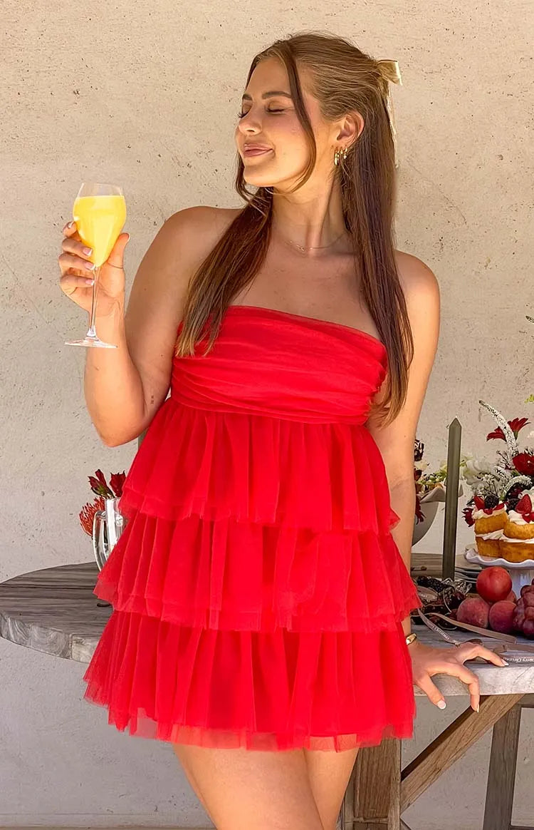 Tiered Strapless Sleeveless Mini Homecoming Dress