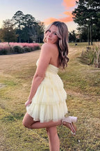 Tiered Strapless Sleeveless Mini Homecoming Dress