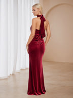 Trumpet/Mermaid Cold Shoulder Sleeveless Open Back Floor-Length Prom Dress