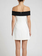 A-Line Off-Shoulder Bow Two-Tone Mini Homecoming Dress