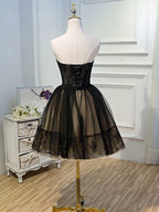 Black A-Line Sweetheart Corset Floral Short Homecoming Dress
