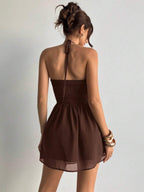 A-Line Sweetheart Halter Corset Bodice Draped Mini Homecoming Dresses