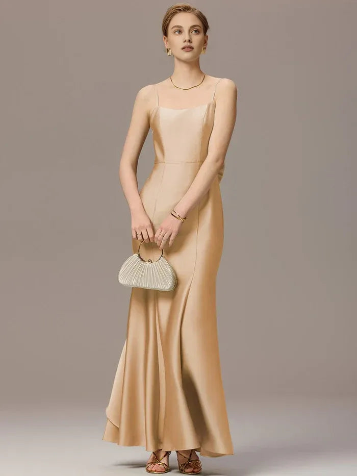 Mermaid/Trumpet Spaghetti Straps Sleeveless Backless Floor-Length Prom Dress