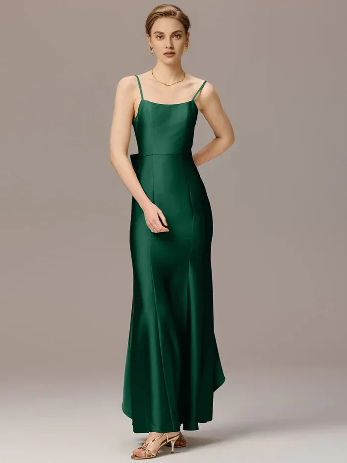 Mermaid/Trumpet Spaghetti Straps Sleeveless Backless Floor-Length Prom Dress