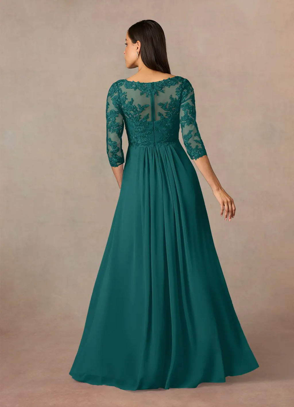 Dress V-Neck A-Line Mother Of The Bride Evening Dress Classic Three-Quarter Sleeve Plus Size Mother Of The Groom Dresses