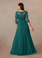 Dress V-Neck A-Line Mother Of The Bride Evening Dress Classic Three-Quarter Sleeve Plus Size Mother Of The Groom Dresses