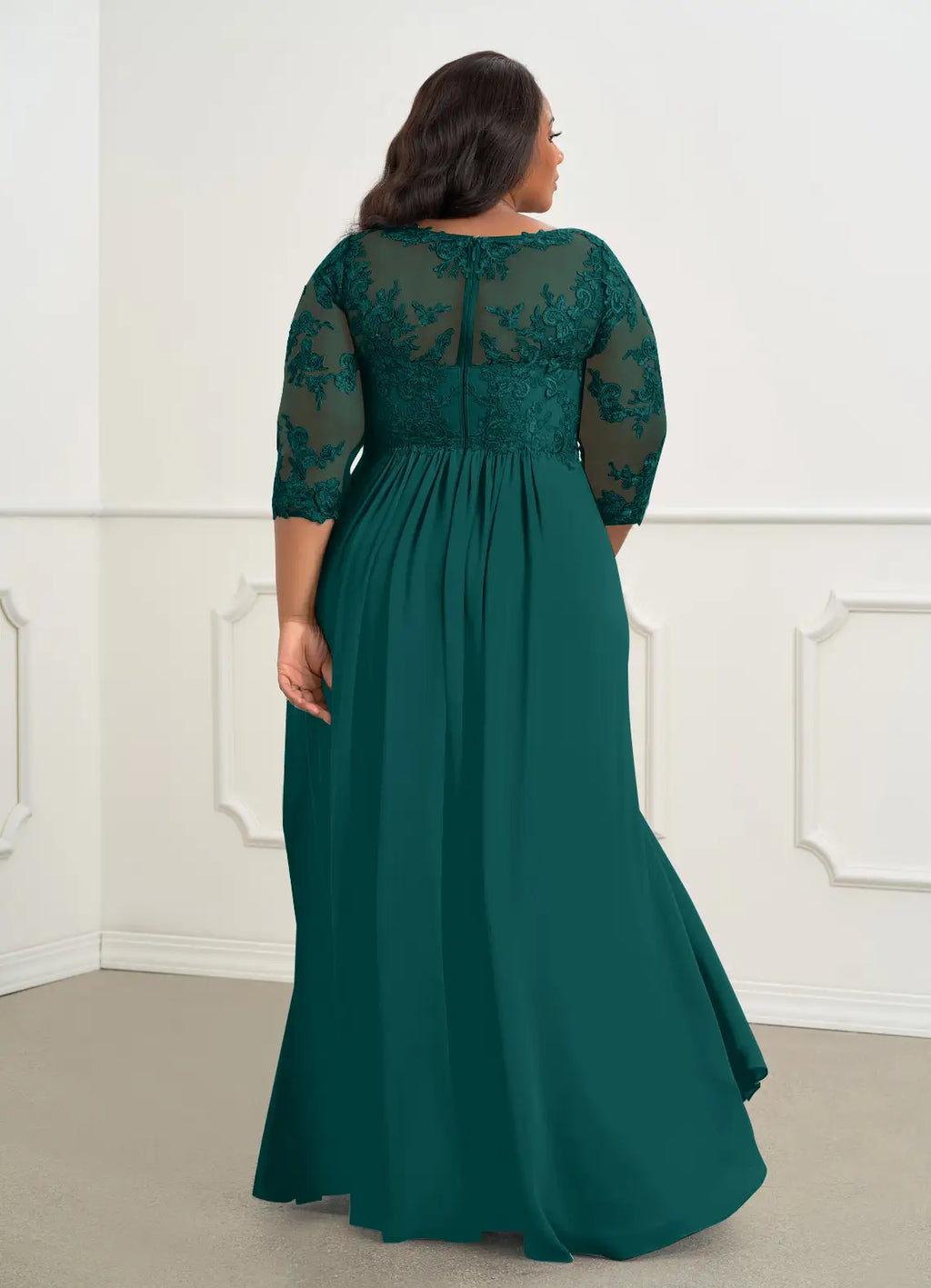 Dress V-Neck A-Line Mother Of The Bride Evening Dress Classic Three-Quarter Sleeve Plus Size Mother Of The Groom Dresses