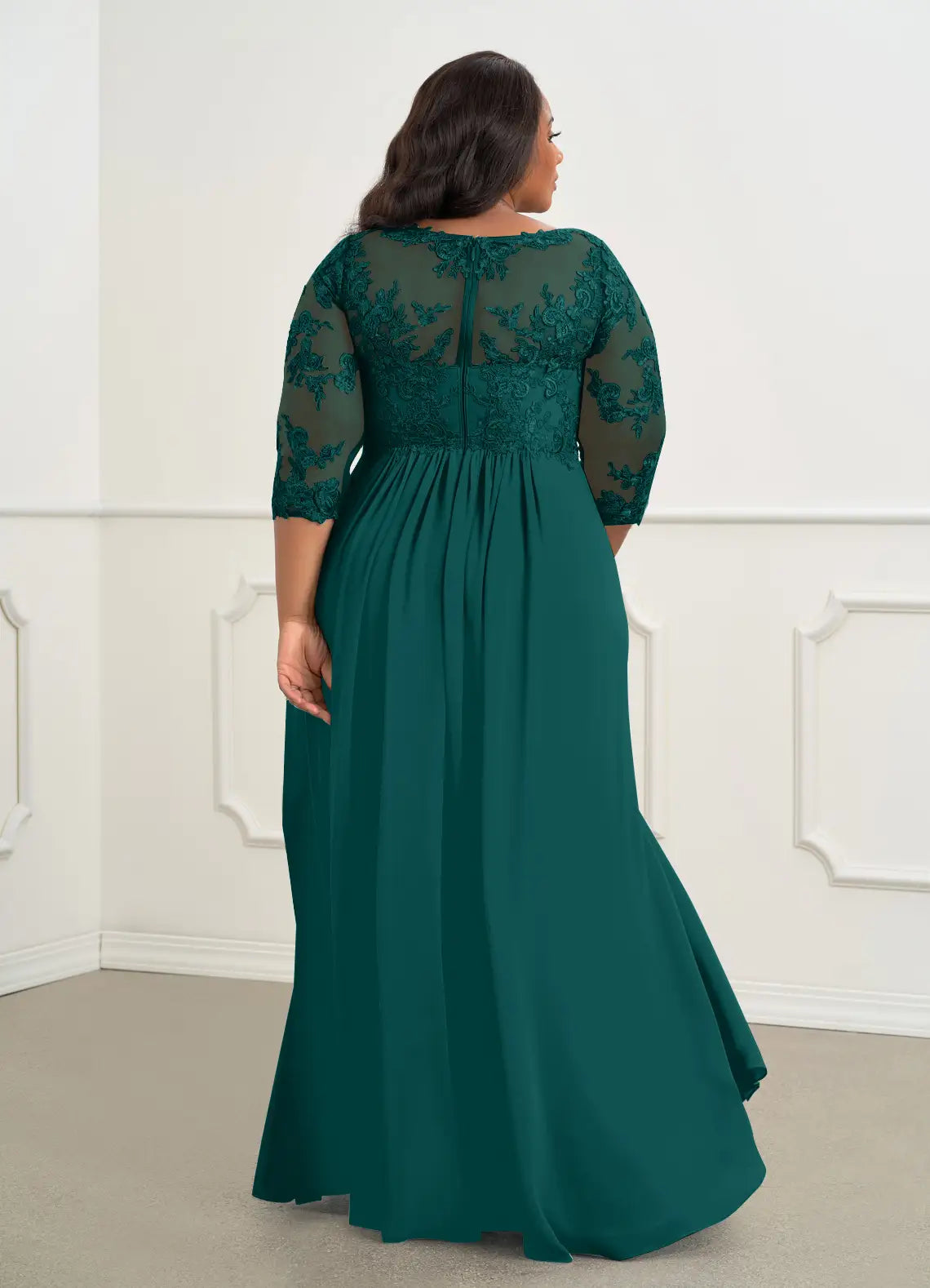Dress V-Neck A-Line Mother Of The Bride Evening Dress Classic Three-Quarter Sleeve Plus Size Mother Of The Groom Dresses