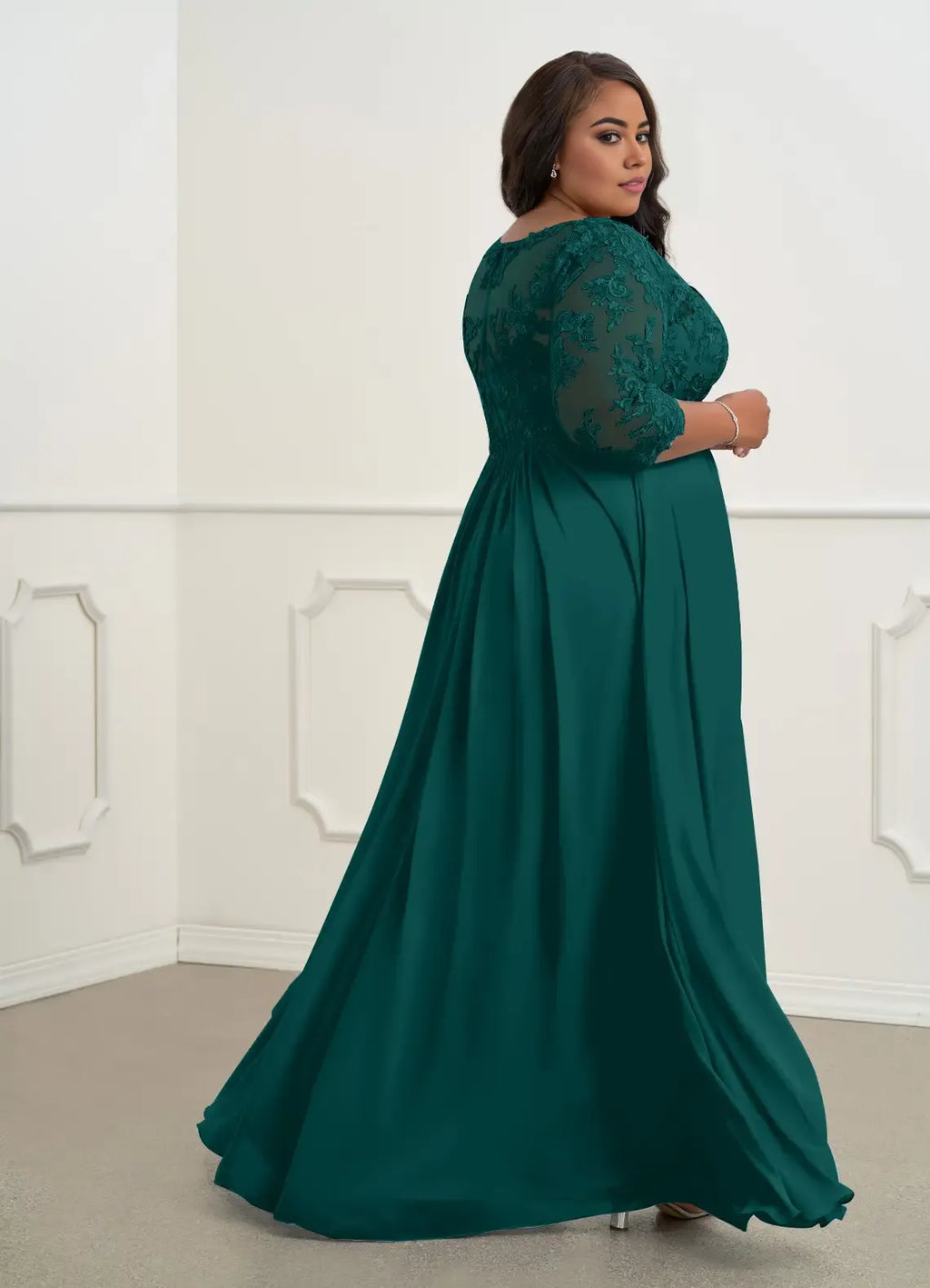 Dress V-Neck A-Line Mother Of The Bride Evening Dress Classic Three-Quarter Sleeve Plus Size Mother Of The Groom Dresses