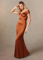 Dress Cinnamon Mermaid Pleated Mother Of The Bride Evening Dress Fashion Sleeveless Back Zip Leg Slit Mother Of The Groom Dresses