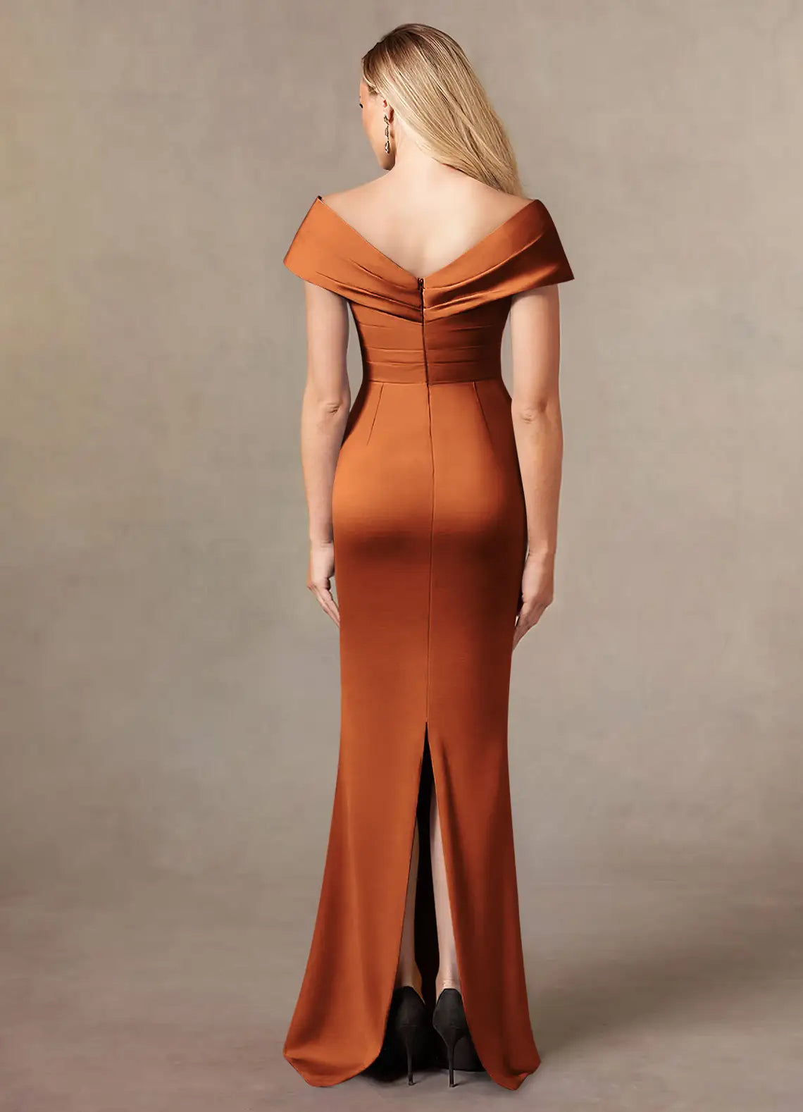 Dress Cinnamon Mermaid Pleated Mother Of The Bride Evening Dress Fashion Sleeveless Back Zip Leg Slit Mother Of The Groom Dresses