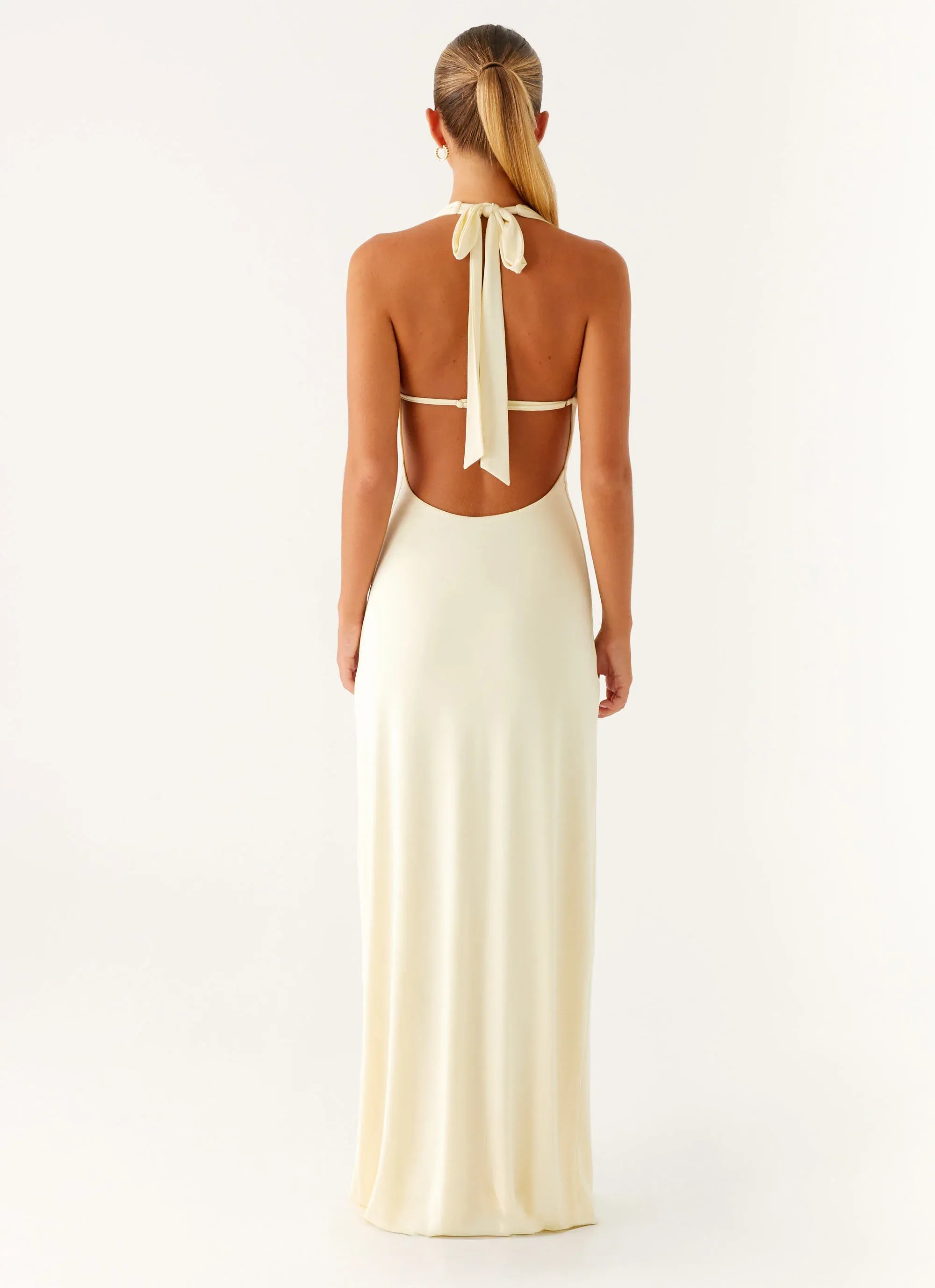 Classic Sheath Halter Neck Sleeveless Open Back Floor Length Plus Size Evening Dress