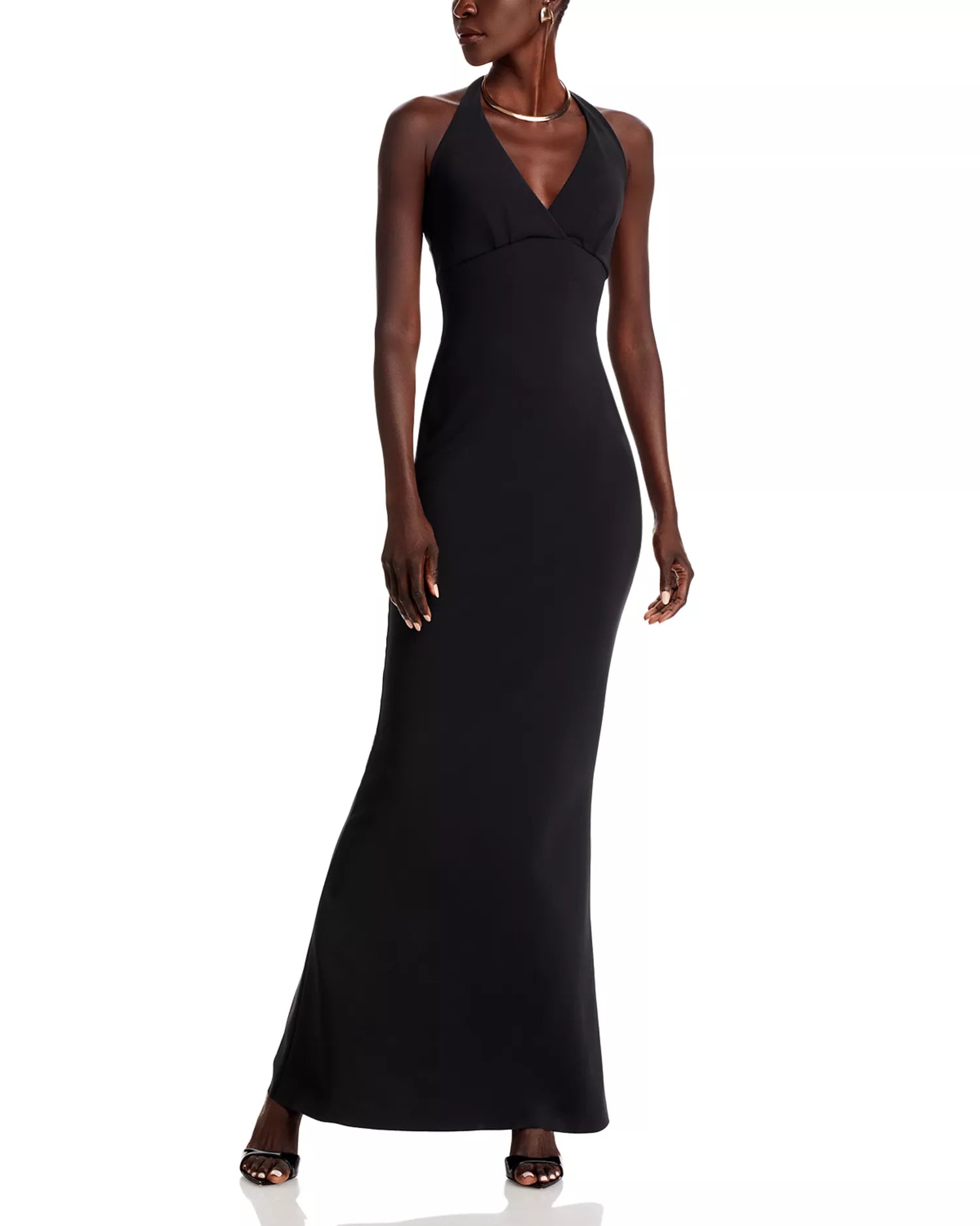 Classic Sheath Halter Neck Sleeveless Open Back Floor Length For Ladies Prom Dress